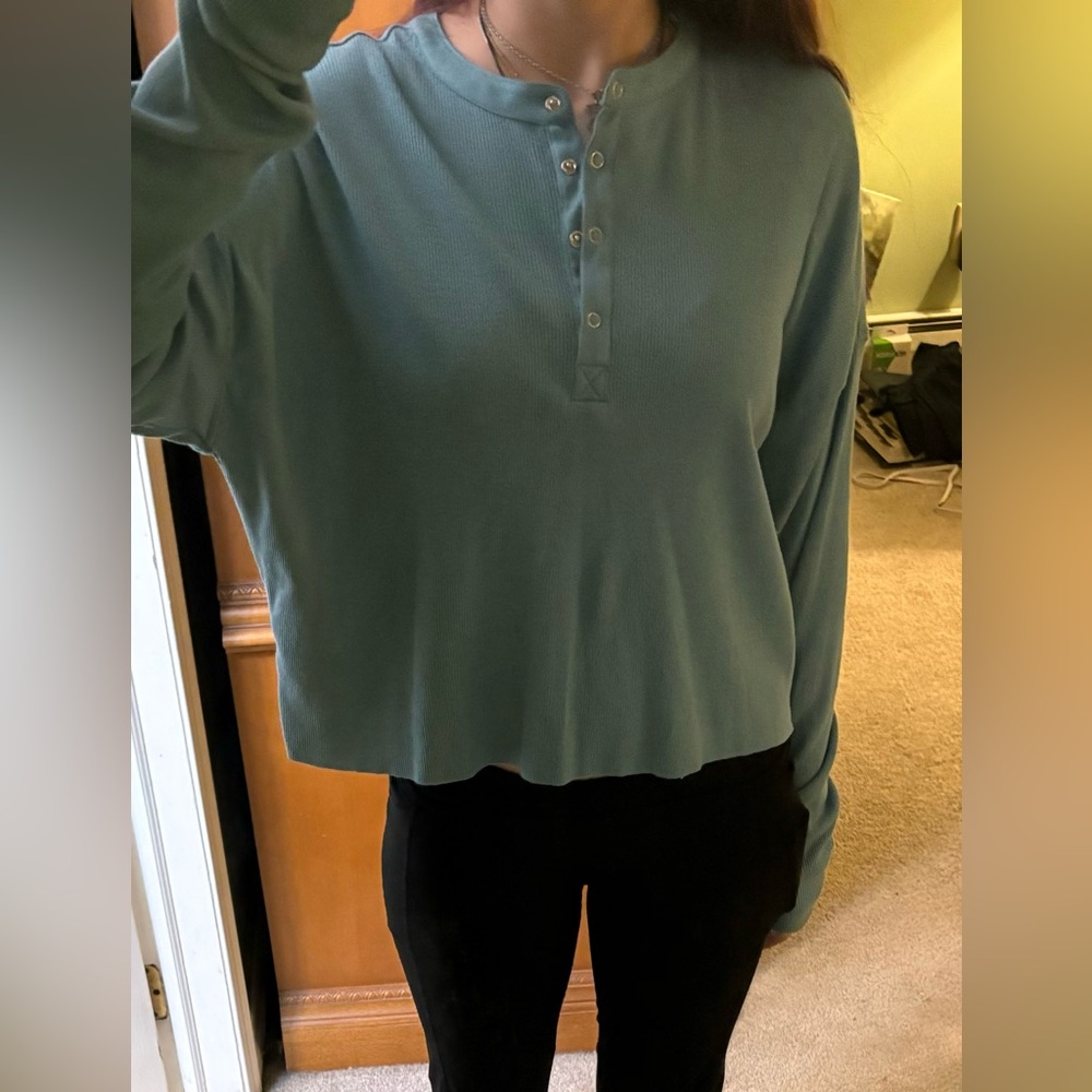 Blue Long Sleeve Top
